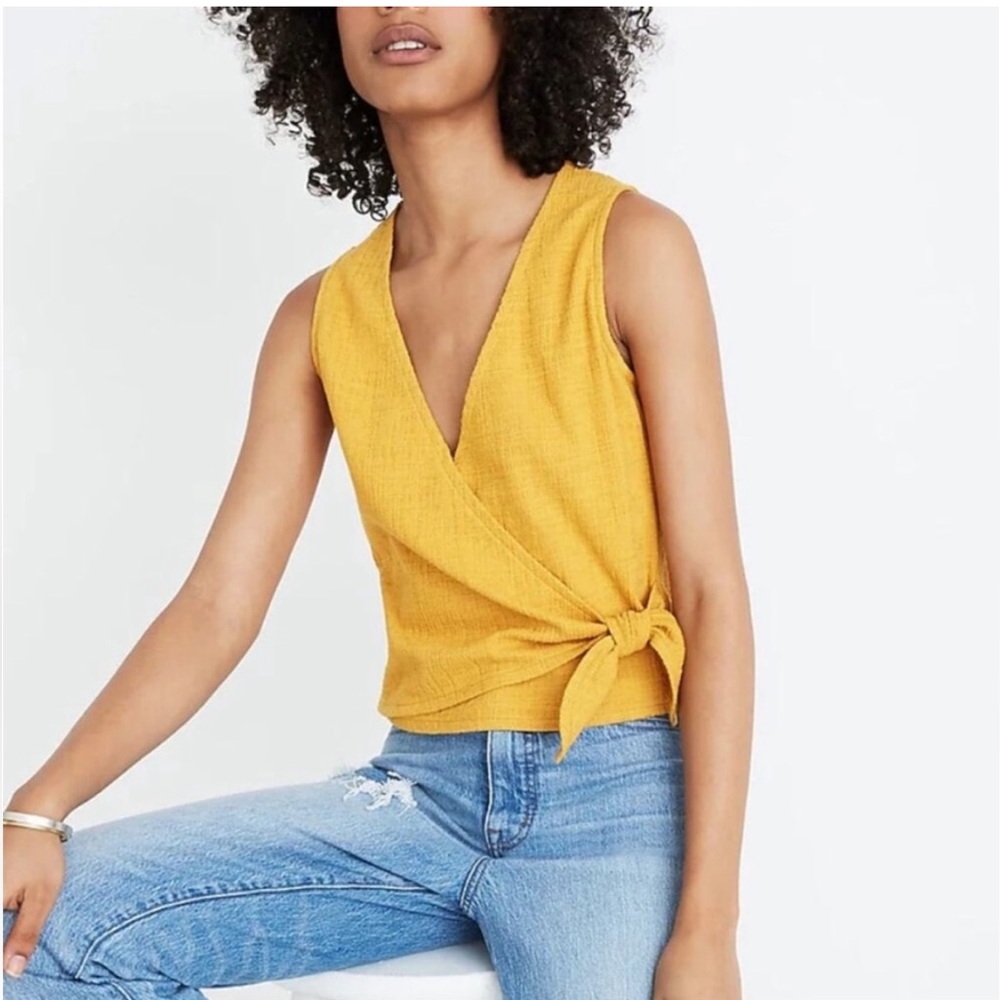 Madewell Wrap Tank Top - Texture & Thread - Yellow / Gold / Mustard XS - NWOT